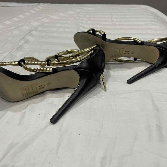 USED Victoria’s Secret Black/Gold High Heel Sandals - Picture 4 of 5
